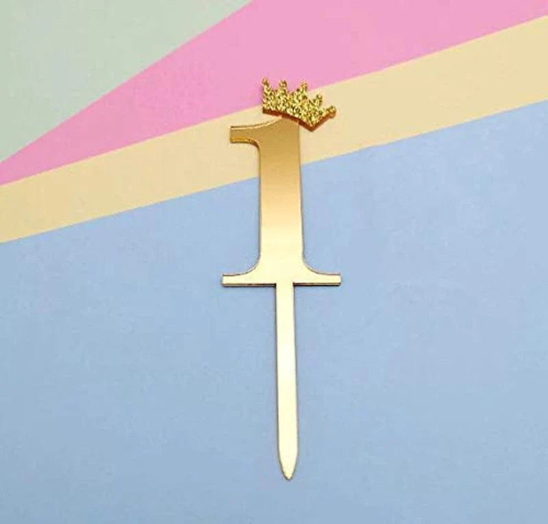 Cake Topper Crown Golden Number