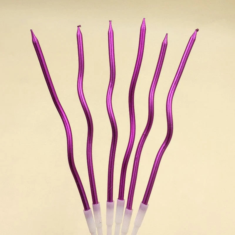 Candle Long Twisted Curly pink (6 Pack)