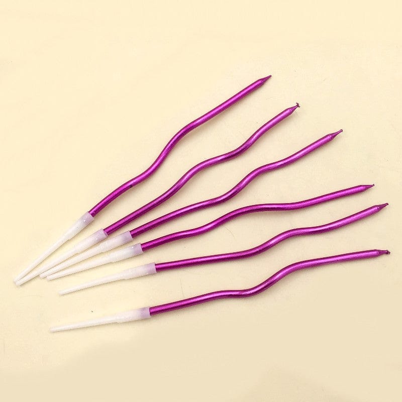 Candle Long Twisted Curly pink (6 Pack)