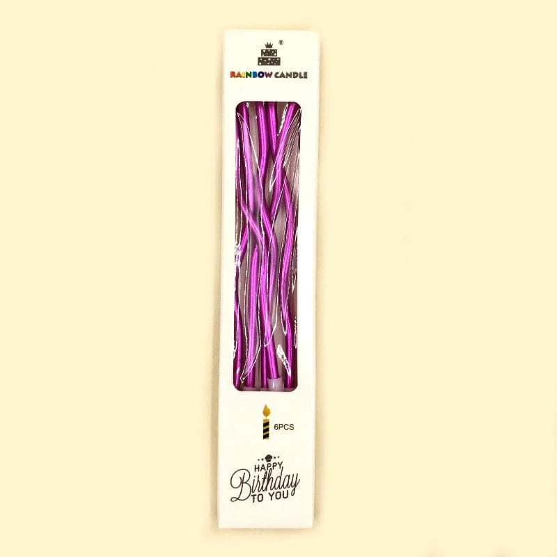 Candle Long Twisted Curly pink (6 Pack)