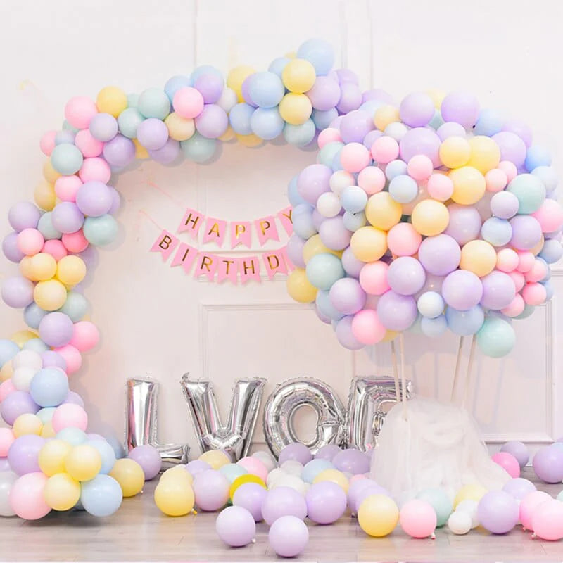 Balloons Bunch Milky Balloons + Banner + HBD ( or LOVE )