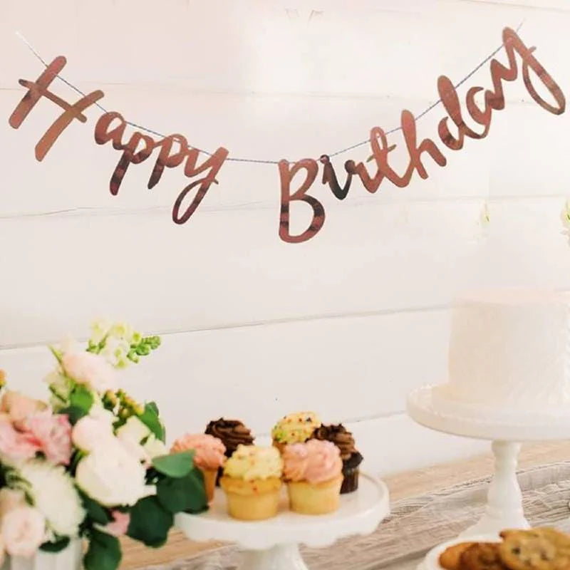 Banner Happy Birthday Golden