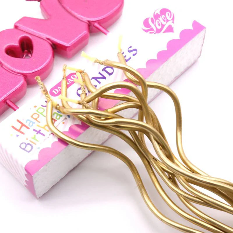 Candle Long Twisted Curly Golden (6 Pack)