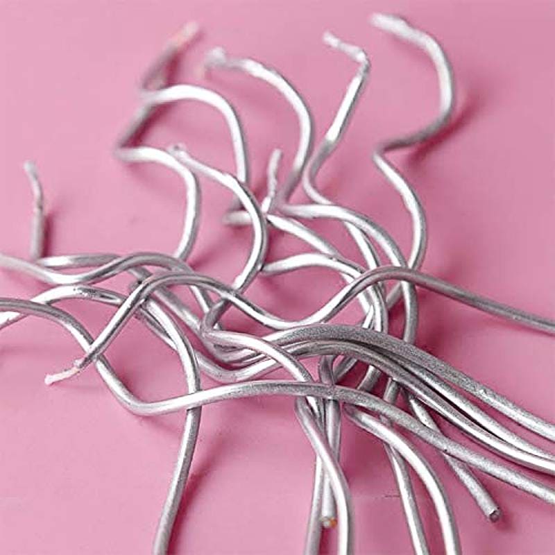 Candle Long Twisted Curly Silver (6 Pack)